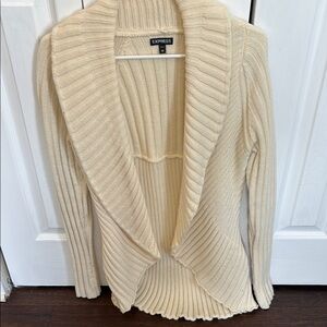 Express Cream Ribbed Cardigan